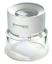 Load image into Gallery viewer, Small magnifier raised above work surface by clear stand