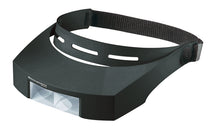 Load image into Gallery viewer, Black headband and visor (sits around top of head, over eyes) with magnifying lens at front of visor.