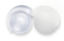 Load image into Gallery viewer, Circular magnifier with white fold-out case.