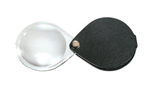 Load image into Gallery viewer, Circular magnifier inside clear oval setting, with attached fold-out black case
