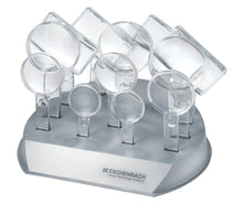Load image into Gallery viewer, Display stand with 12 magnifiers of different sizes.