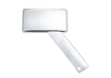 Load image into Gallery viewer, Rectangular magnifier with clear housing and small circular magnifying lens in handle.