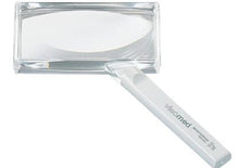 Load image into Gallery viewer, Rectangular magnifier with clear handle, product name and magnification on handle