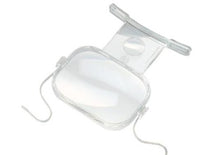 Load image into Gallery viewer, Clear plastic encasing large rectangular magnifying lens with a smaller, higher powered magnifying lens below. Clear feet designed to sit on chest and neck strap are shown.