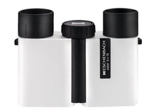 Load image into Gallery viewer, Compact binocular with sleek white coating and black eyepieces and focusing wheel.