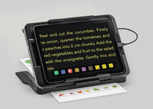 Load image into Gallery viewer, Optaro XL displaying recipe on a black background with yellow text, and product function buttons displayed along the bottom edge of screen.
