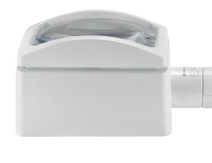 White, domed rectangular magnifier, with rectangular base
