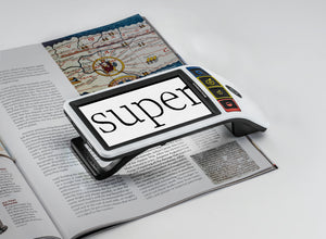 Eschenbach's Smartlux Digital magnifying text from a magazine with improved contrast