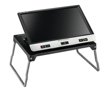 Load image into Gallery viewer, Black fold-out stand for Visolux Digital XL FHD, with Visolux Digital XL FHD in place.
