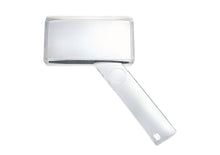 Load image into Gallery viewer, Rectangular magnifier with clear housing and small circular magnifying lens in handle.
